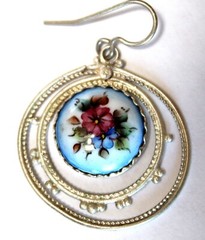 Vintage 1980s Russian Hand Painted Enamel Jewelry Earrings 3 Variations #122,157