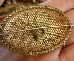 VTG Rare Miriam Haskell Unsigned Wired Gold Tone Celluloid Flowers Brooch Estate