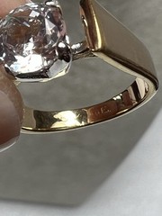 Vintage Brushed Gold Tone CZ Solitaire Ring Approx Size 5