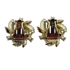Judy Lee Leaf Leaves Wreath with Faux Pearls & Crystals Vintage Clip On Earrings