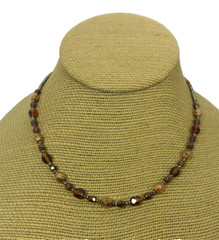 Express Beaded Choker Necklace Seed Beads Multi Metal Dainty Fall Tones Autumnal