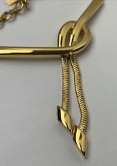 VINTAGE DESIGNER FASHION NECKLACE ~ LOVE KNOT LARIAT DROP DANGLE ~ MONET 16″