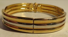 BRACELET Vintage Bangle Gold & Silver Tone Banded Unbranded Fashion Jewelry 8″OD