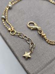 Gold Ball Chain Bracelet Vintage Dainty Delicate 7.25-7.75″ Star Charm Celestial