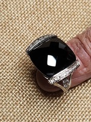 Vintage Sterling Silver And Black Faceted Stone