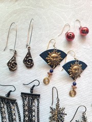 13 pr Colorful Vintage Estate Modern Costume Jewelry Earrings Lot Grapes Suns