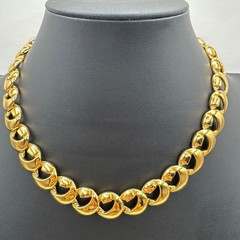 Vintage MONET Round Shape Links Gold Tone Chain Necklace 17″ Choker