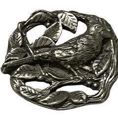 Vintage 1999 Cardinal BIRDS AND BLOOMS Limited Edition Scarf Pin Brooch Silver