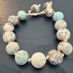 Two Vintage Viva Beads Boho Chunky Polymer Clay Handmade Bracelets
