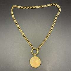 Vintage Gold Plated Chain Necklace, Vtg Faux Flash Opal, Magical Color