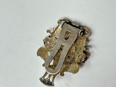 Vintage Sterling Silver Marcasite Carnelian Cabochon Hinged Dress Fur Clip 5.49g