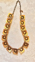 Vintage Copper Panel Renoir Necklace Red White Hook Closure