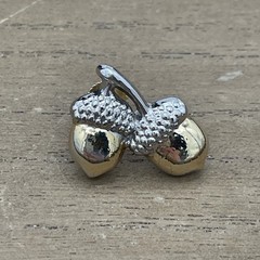 Vintage Unbranded Silver & Gold Toned Acorn Earrings With Screw-Back Closure