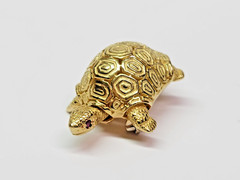 THE CUTEST Detailed 19k Gold 29x19mm Ruby Eyes Tortoise Turtle Pin Brooch