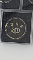 USA 250th Anniversary Obsidian Stone Commemorative Pin Badge 1.2″Limited Edition
