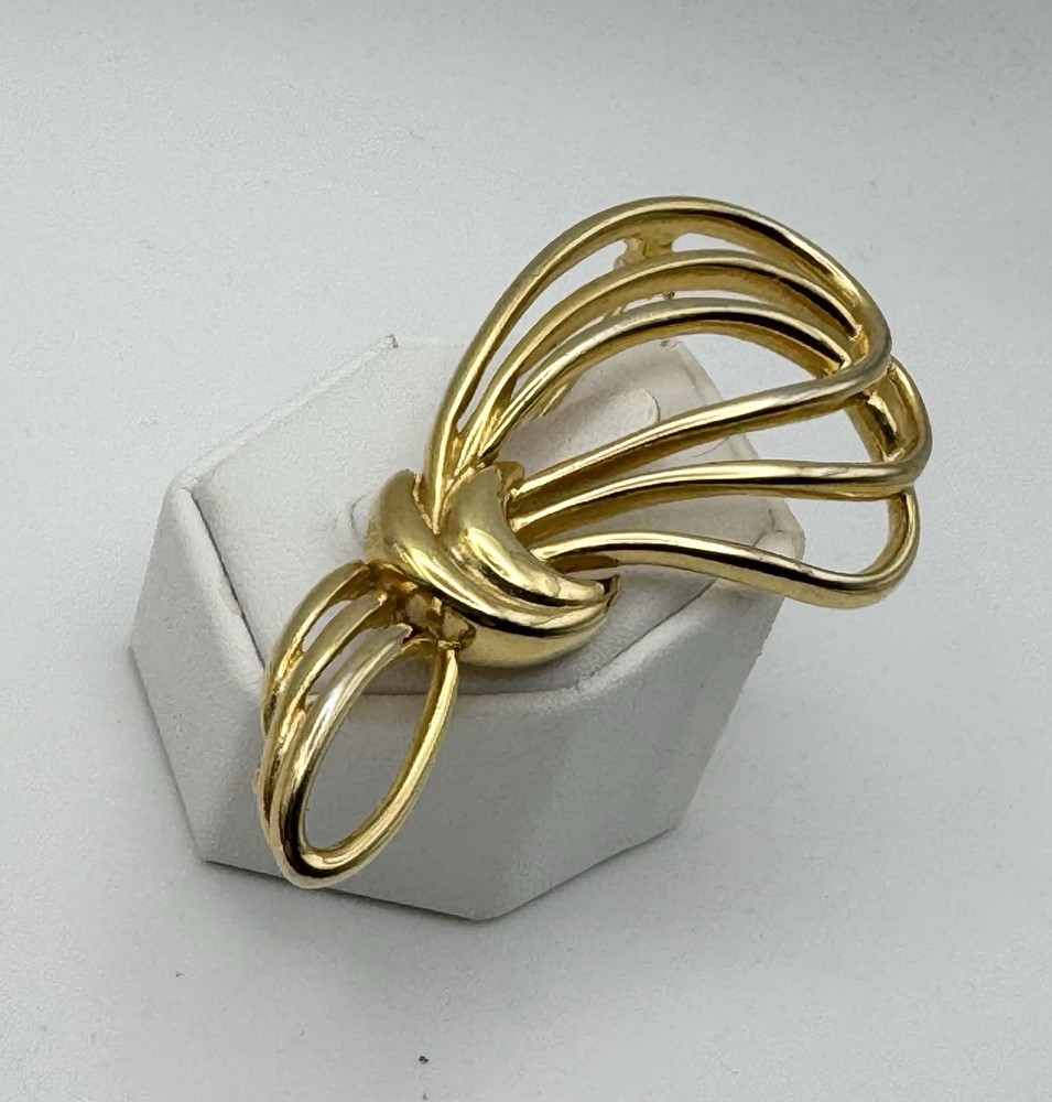Goldtone Metal Abstract Tiered Swirl Statement Brooch Pin