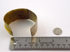 Vintage Sterling Silver and Brass Black Onyx Wide Cuff Bracelet 6.75 In V GOOD