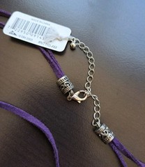 Mod Double Leather Semi Precious Stons Antique Silver Finish Necklace. Free Ship