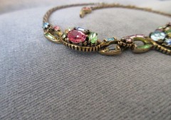 vintage signed 1955 HOLLYCRAFT NECKLACE multi color pastel rhinestones