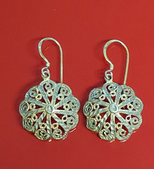 925 MD Vermeil Filigree Drop Earrings 1.5in Sterling Silver 5g Gold Wash Estate