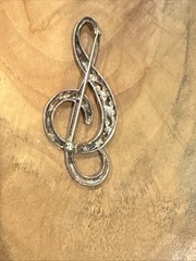Vintage JEZ Jezlaine Sterling Silver Treble Clef Music Note Brooch Pin 7.36 Gms