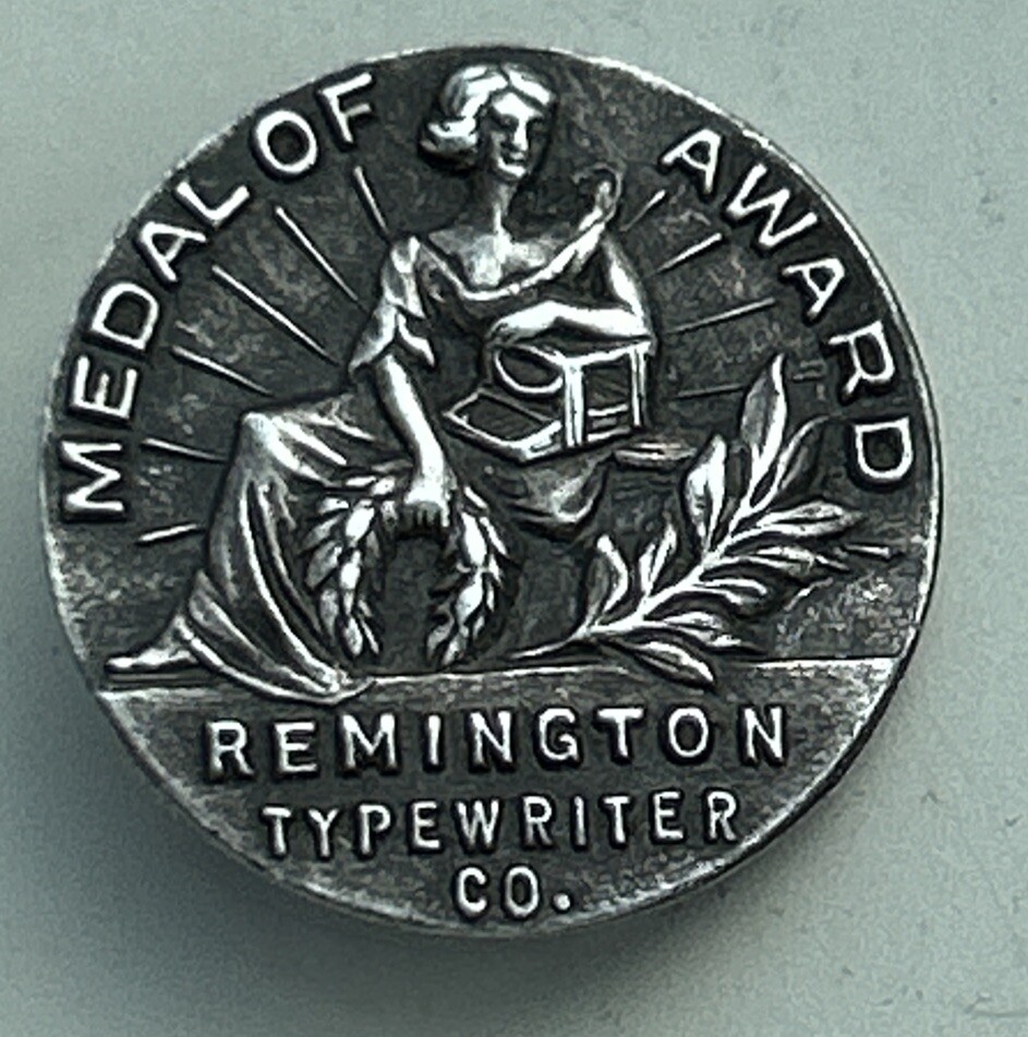 Vintage Medal Of Award Sterling Silver – Remington Typewriter Co. Pin (T9)
