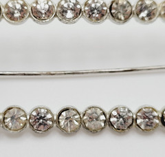 Rhinestone Open Metal Rectangle Frame Early 20th Century Silver Tone Brooch Pin