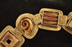 Handcrafted Sterling Silver Bracelet – Carved Shell Inlay, 7″, 26 g, 925