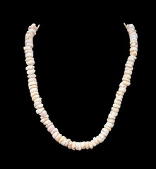 Vintage 70s Puka Shell Bead Necklace Hawaiian Surfer Beach 18″