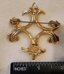 Gold-tone Textured Maltese Cross Pendant Pin/brooch by Vans Original