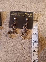 Lot Of 5 Vintage Three Ladies by Roxsann, Gold Tone Clip On And Pierced Earrings