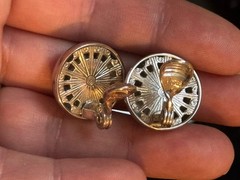 Vintage Monet Domed Round Silvertone Polished Clip- On Earrings