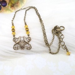 Small Art Nouveau Lovebird Necklace, Handmade Antique Brass Handmade Jewelry