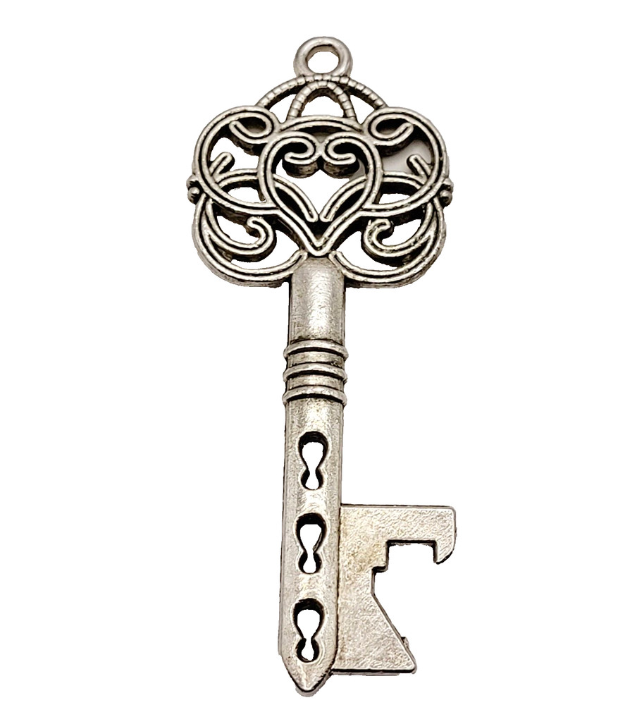 Skeleton Key Bottle Opener Pendant Necessary &Fashionable Tool Silver Tone