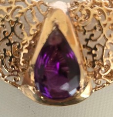 Vintage Large Teardrop Resin Acrylic Amethyst Collar Statement Necklace 18″