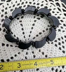 Vintage Thick Black Bakelite Stretchy Bracelet Tested 30g