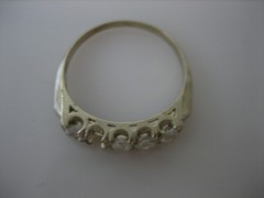VINTAGE 14K WHITE GOLD WHITE TOPAZ RING SIZE 8.25 FOR REPAIRS