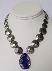 Vintage Art-Deco Glass Choker/ Glass Lapis Lazuli & Faceted Glass Silver Beads