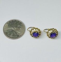 Vintage 14K Yellow Gold 1.00ct Amethyst Halo Jacket Women’s Earring