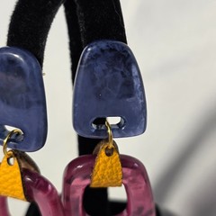 Colorful Acrylic Statement Drop Earrings Multicolored Geometric Shapes