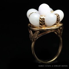Ming’s Hawaii Lavender Jade 14K Yellow Gold Cluster Ring Size 5.75 w/ Box