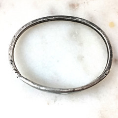 Vintage Abalone Silver Bangle Flower Bracelet Oval Shape Signed Taxco Mexico
