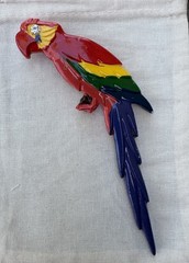 Vintage 1940s-1950s Celluloid Parrot Brooch • Large Colorful Painted Bird Pin