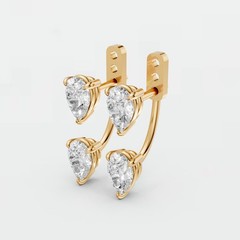 Front Back Drop Jacket Earrings Pear Cut Lab Grown Diamond Prong Setting