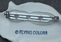 Vintage Flying Colors Kitty Cat Brooch Pin Ceramic Whimsical