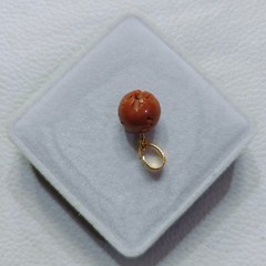 Natural Italian Orange Coral Round Beads Pendant Vintage Gemstone Handmade Gift