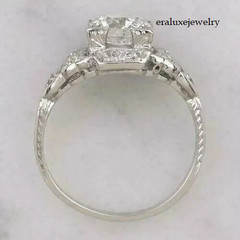 Art Deco 3.49Ct Round Cut Lab Created Diamond 14K White Gold FN Engagement Ring