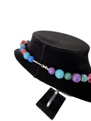 Vintage 1980’s Vibrant Multi-color Beaded Lucite or Acrylic Resin Necklace