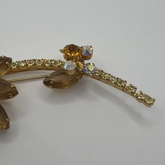 Juliana DeLizza Elster Topaz Rhinestone Flower Brooch