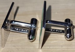 SPEIDEL Silvertone & Green Modernist Cufflinks 7/8″ Wide Very Good Condition